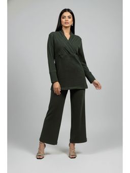 TAMISKA BY NARENDRA KUMAR - Dark Green Textured Gather Detail Co-Ord Set