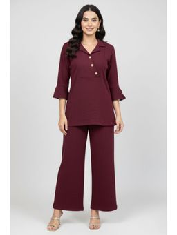 TAMISKA BY NARENDRA KUMAR - Maroon Button-Detail Co-Ord Set