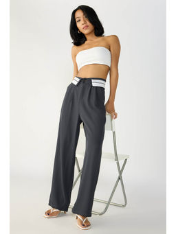 FREAKINS - Turnover Waistband Grey Korean Pant