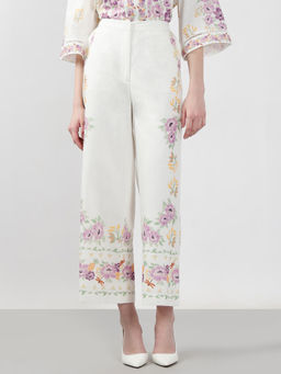 VERO MODA - White Floral High Rise Pant