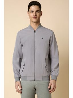 Allen Solly - Men Solid Regular Full Sleeves Mandarin Neck Grey Jacket