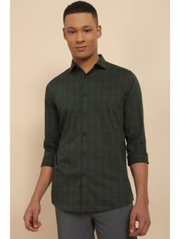 Allen Solly - Men Checks Slim Full Sleeves Collar Neck Green Casual Shirt