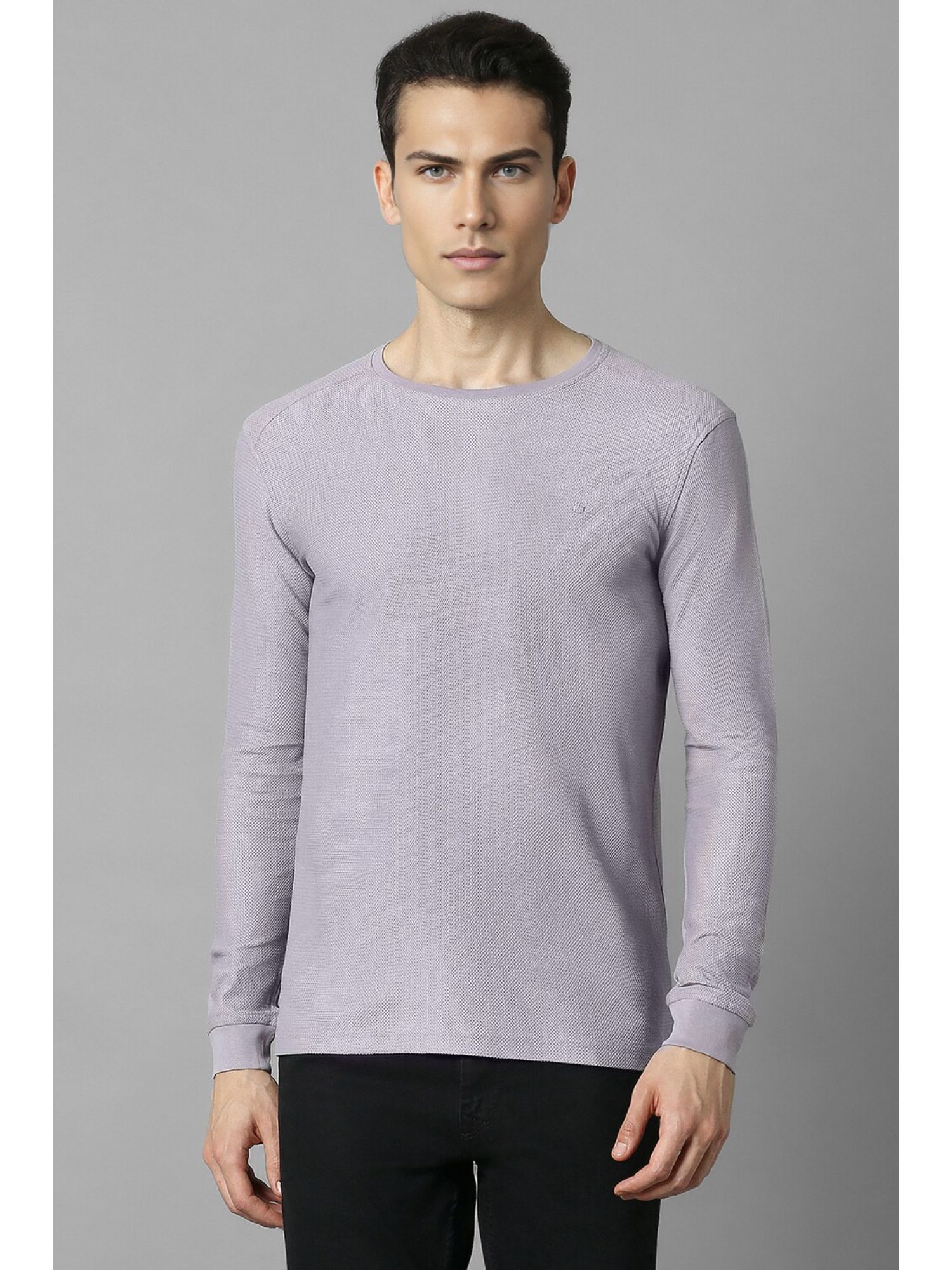 Buy Louis Philippe Men Textured Slim Full Sleeves Round Neck