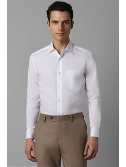 Louis Philippe - Men Textured Regular Full Sleeves Collar Neck White Formal Shirt