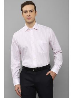 Louis Philippe - Men Stripes Regular Full Sleeves Collar Neck Pink Formal Shirt