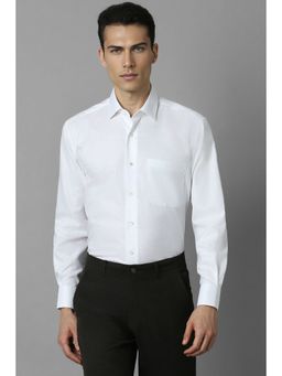 Louis Philippe - Men Textured Regular Full Sleeves Collar Neck White Formal Shirt