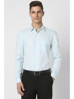 Peter England - Men Solid Slim Full Sleeves Collar Neck Blue Formal Shirt