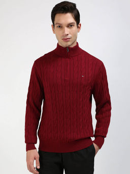 Tommy Hilfiger - Mens Red Colour Full Sleeve Sweater
