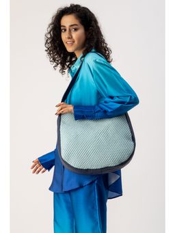 ABELARDO DE MODA - Medium Biyanka Blue Leather Shoulder Bag