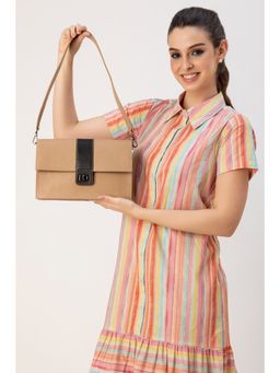 ABELARDO DE MODA - Medium Valencia Beige And Black Leather Shoulder Bag