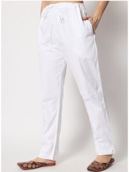 UNDYED - White Chikankari Stretchable Slim Fit Pant