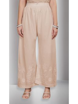 UNDYED - Peach Chikankari Cotton Palazzo