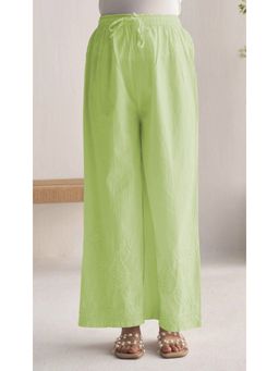 UNDYED - Green Chikankari Cotton Wide Leg Pant