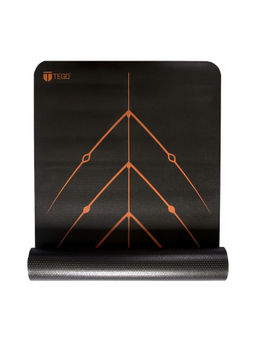Tego - Stance Reversible 6 mm Yoga Mat with GuildAlign (With Bag) - Black and Orange