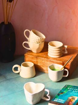 WEAVING HOMES - All White Mugs (Pack of 6)