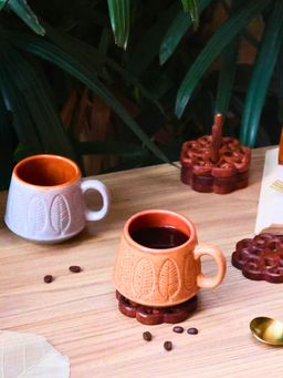 WEAVING HOMES - Multi-Color Serene Leaf Coffee Mugs (Pack of 2)