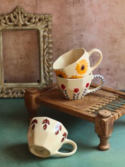 WEAVING HOMES - White Pastel Morning Mugs (Pack of 3)