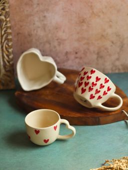WEAVING HOMES - White Heart Blush Mugs (Pack of 3)