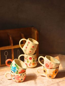 WEAVING HOMES - White Mystic Garden Mugs (Pack of 6)