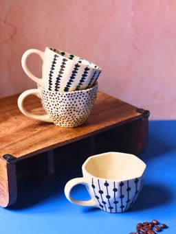 WEAVING HOMES - White Dotted Mugs (Pack of 3)