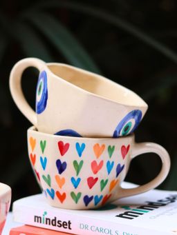 WEAVING HOMES - White Evil Eye & #LOVEISLOVE Mugs (Pack of 2)
