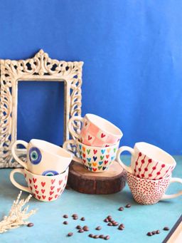 WEAVING HOMES - White Handmade Mugs (Pack of 6)