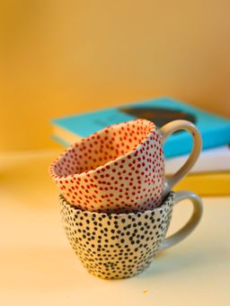WEAVING HOMES - White The Polka Mugs (Pack of 2)