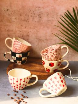 WEAVING HOMES - Multi-Color Heart & Polka Mugs (Pack of 6)