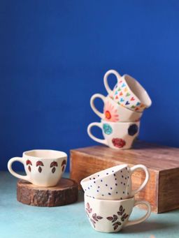 WEAVING HOMES - White Brew & Bloom Mugs (Pack of 6)