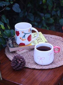 WEAVING HOMES - White Girlie Bow Mug & Garden Dreams Mug (Pack of 2)