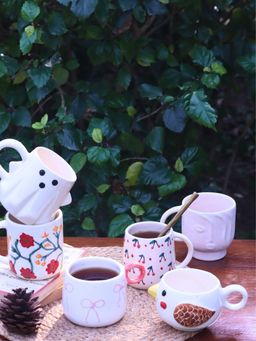 WEAVING HOMES - White Bloom & Grow Mugs (Pack of 6)