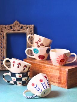 WEAVING HOMES - Multi-Color Mystic Bloom Mugs (Pack of 6)