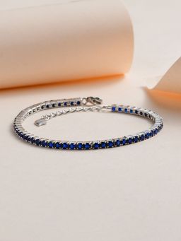 Ornate Jewels - 925 Silver Blue Sapphire Tennis Bracelet for Women and Girls (One Size)