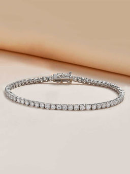 Ornate Jewels - 925 Silver American Diamond Timeless Tennis Bracelet for Women and Girls (One Size)