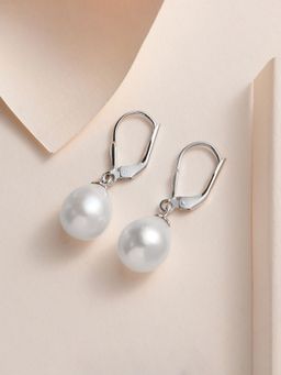 Ornate Jewels - 925 Silver 10 MM Pearl Drop Earring for Women and Girls (Free Size)