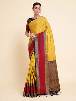 Mimosa - Women'S Kanjivaram Art Silk Saree With Unstiched Blouse