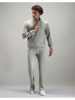 Monte Carlo - Men Solid Grey High Neck Full Sleeve Sweatshirt and Track Pant