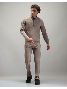 Monte Carlo - Men Solid Brown High Neck Full Sleeve Tracksuit