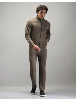 Monte Carlo - Men Solid Olive High Neck Full Sleeve Jacket with Track Pant