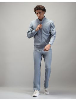 Monte Carlo - Men Solid Blue High Neck Full Sleeve Jacket with Trackpant