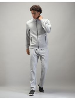 Monte Carlo - Men Solid Grey High Neck Full Sleeve Sweat Shirt with Trackpant