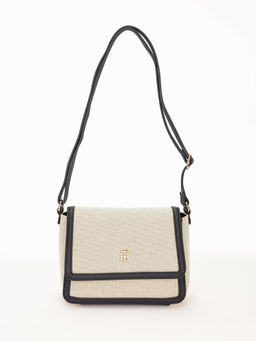 Tommy Hilfiger - Solid Beige Polyester Sling Bag