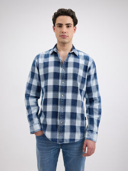 Pepe Jeans - Men Indigo Check Full Sleeve Shirt