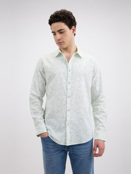 Pepe Jeans - Men Green Floral Print Full Sleeve Shirt