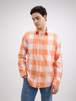 Pepe Jeans - Men Orange Check Full Sleeve Shirt