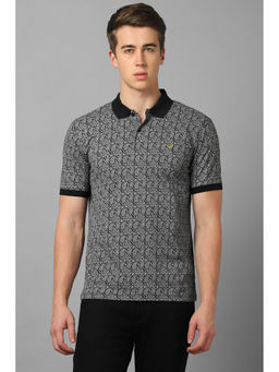 Allen Solly - Men Black Print Polo Neck T-shirt