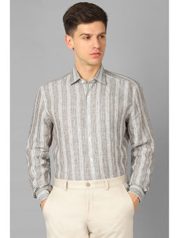 Louis Philippe - Men Grey Classic Fit Stripe Full Sleeves Formal Shirt