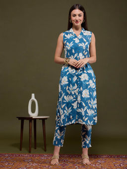 FASHOR - Women Blue Floral Printed Co-Ord Set