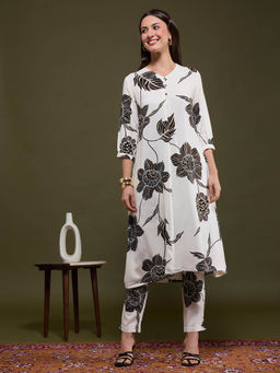 FASHOR - Women Off White Floral Printed Co-Ord Set