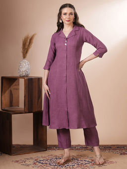 FASHOR - Women Purple Solid Plain Co-Ord Set
